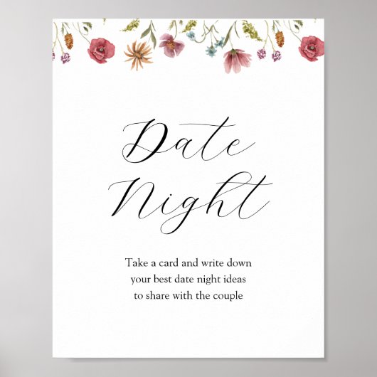 Wilde bloem Datum nacht ideeenteken Poster (Voorkant)