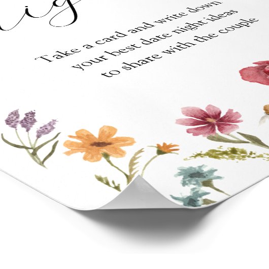 Wilde bloem Datum Nachtelijke ideeën Vrijgezellenf Poster (Hoek)