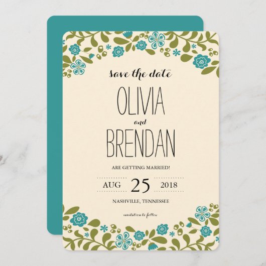 Wilde bloem | Datum opslaan Save The Date (Voorkant / Achterkant)