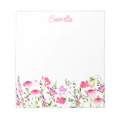 Wilde bloem Delicate Pink Floral, gepersonaliseerd Notitieblok (Voorkant)