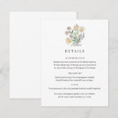 Wilde Bloem Details Envelopkaart met Lint Boog Informatiekaartje (Voorkant / Achterkant)