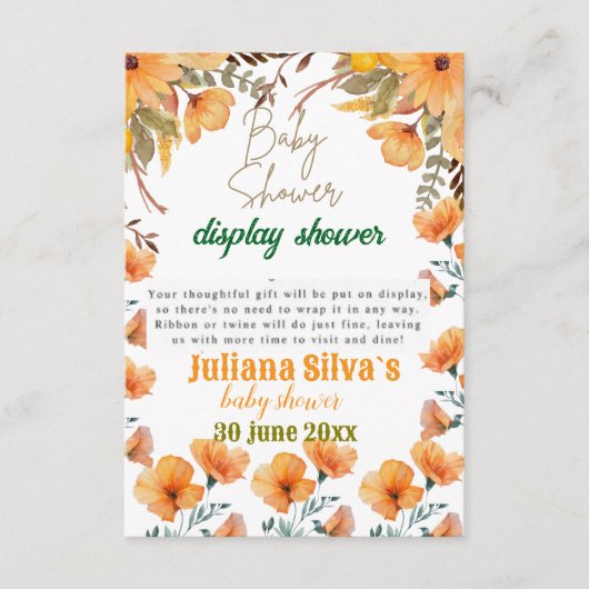 wilde bloem display baby showerEnclosure Kaart (Voorkant)