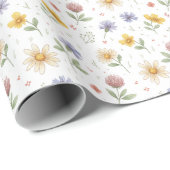 Wilde Bloem Ditsy Waterverf Bloem Cadeaupapier (Rol Hoek)