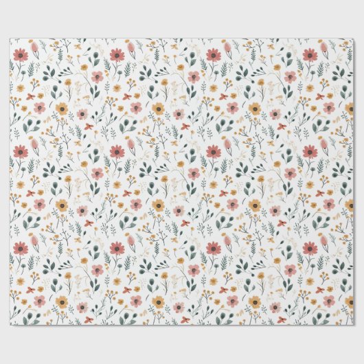 Wilde Bloem Doodle Cadeaupapier (Vlak)