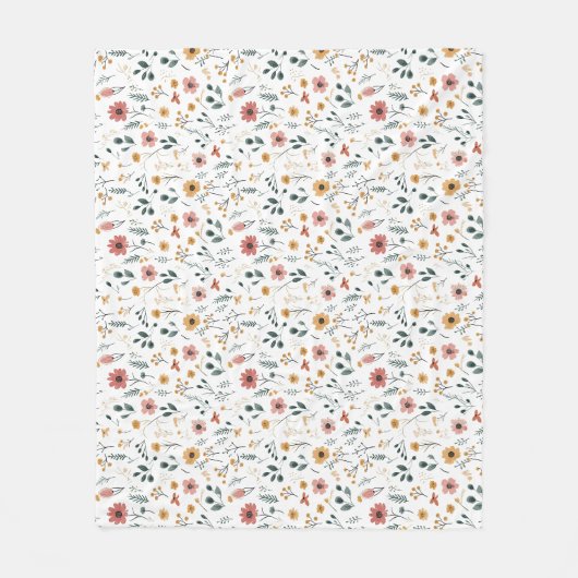 Wilde Bloem Doodle Fleece Deken (Voorkant)