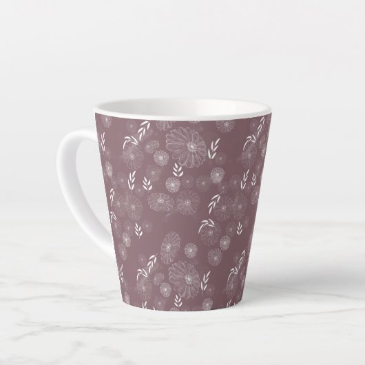 Wilde bloem Doodles Pattern Latte Mok (Linkerhoek)