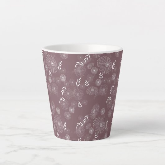 Wilde bloem Doodles Pattern Latte Mok (Voorkant)