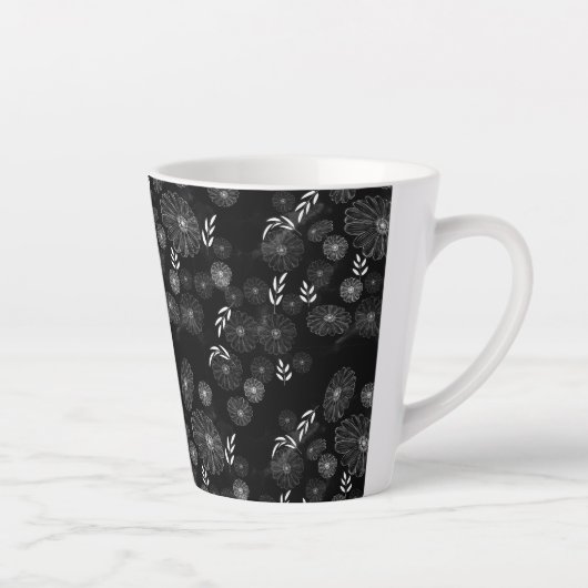 Wilde bloem Doodles Pattern Latte Mok (Rechts)