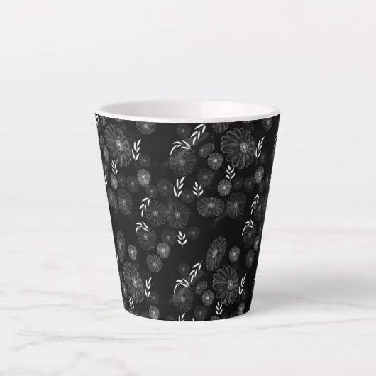 Wilde bloem Doodles Pattern Latte Mok (Voorkant)