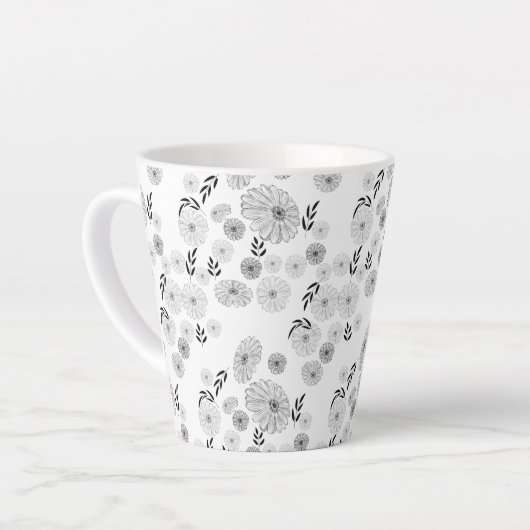 Wilde bloem Doodles Pattern Latte Mok (Linkerhoek)