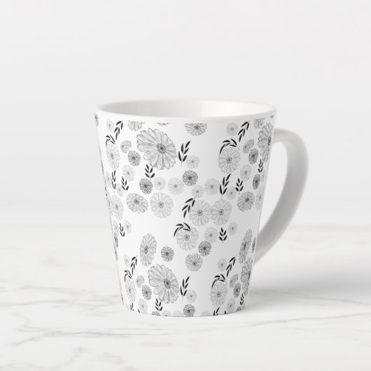 Wilde bloem Doodles Pattern Latte Mok (Rechterhoek)