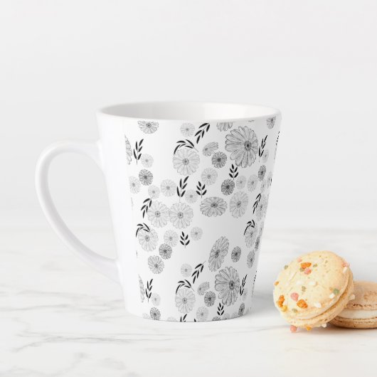 Wilde bloem Doodles Pattern Latte Mok (In situ)