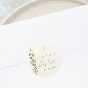 Wilde Bloem Doop  Ronde Sticker
