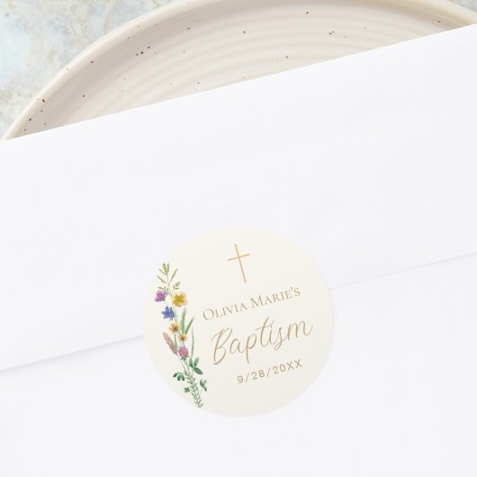 Wilde Bloem Doop  Ronde Sticker