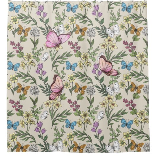 Wilde bloem douchegordijn (Voorkant)