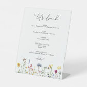 Wilde bloem Drink Bar Sign Reclamebord Met Voetstuk (Voorkant)