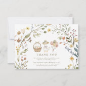 Wilde bloem Dwaze Gans 1e Verjaardag  Bedankkaart (Voorkant)