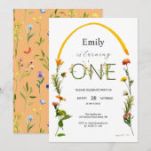 Wilde bloem EEN 1e verjaardag Kaart (Voorkant / Achterkant)