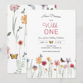 Wilde bloem Eén eerste uitnodiging voor geboorte (Voorkant / Achterkant)