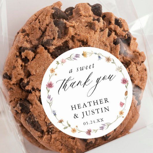 Wilde bloem Een lief dank je huwelijksgunst Ronde Sticker