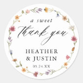 Wilde bloem Een lief dank je huwelijksgunst Ronde Sticker (Voorkant)