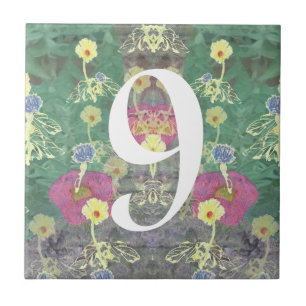 Wilde bloem Eenvoudig Digit Number Tile Tegeltje