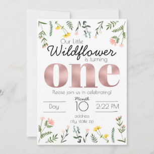 Wilde bloem Eerste Birthday-afwijking Kaart