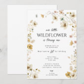 Wilde bloem eerste verjaardag boho uitnodiging (Voorkant / Achterkant)