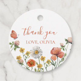 Wilde bloem Eerste verjaardag Dank je Bedankjes Labels