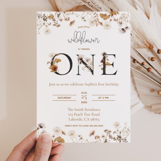 Wilde bloem Eerste verjaardag Kaart