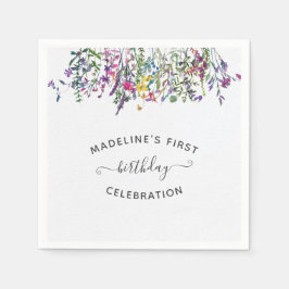 Wilde bloem Eerste verjaardag Servet