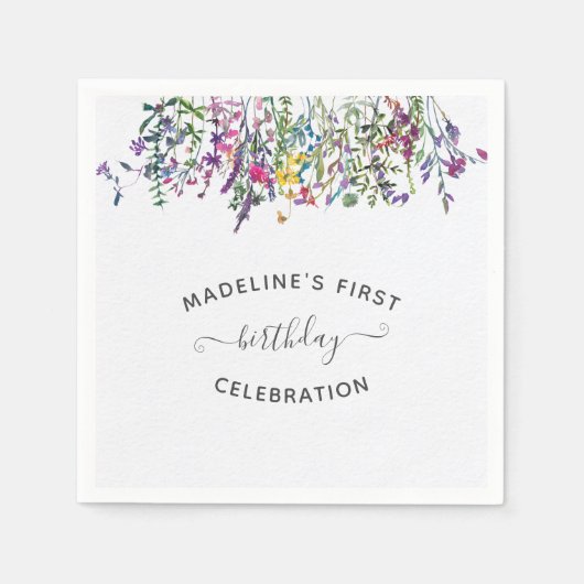 Wilde bloem Eerste verjaardag Servet (Voorkant)