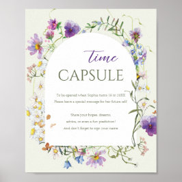 Wilde bloem eerste verjaardag tijdscapsule poster