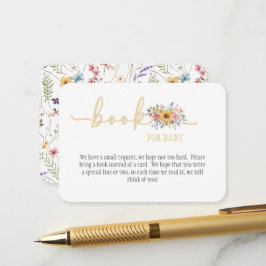 Wilde bloem effen gele baby shower-boek voor baby  informatiekaartje