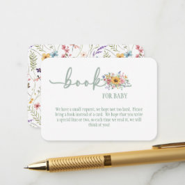 Wilde bloem effen groene babyboek voor babykaart informatiekaartje