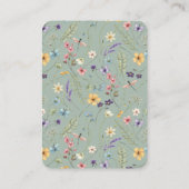 Wilde bloem effen groene babyshower luierraffle  informatiekaartje (Achterkant)