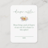 Wilde bloem effen groene babyshower luierraffle  informatiekaartje (Voorkant)