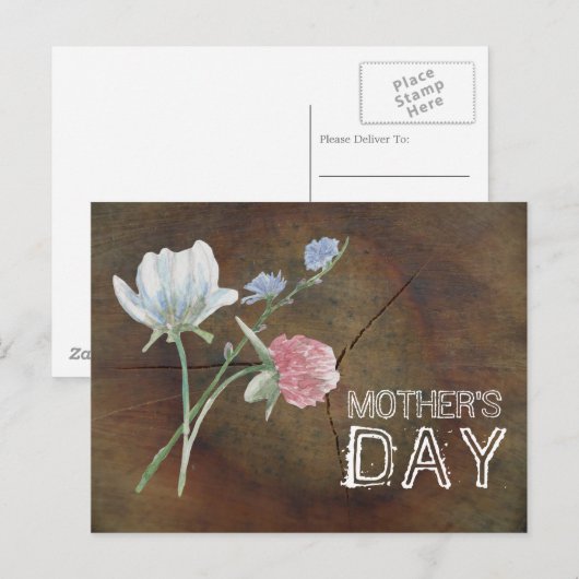 Wilde bloem eikenhout Moederdag Briefkaart (Voorkant / Achterkant)