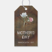 Wilde bloem eikenhout Moederdag Cadeaulabel (Voorkant)