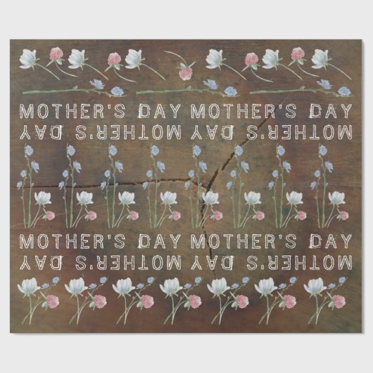 Wilde bloem eikenhout Moederdag Cadeaupapier (Vlak)