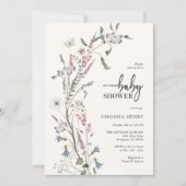 Wilde bloem Elegant Baby shower Kaart (Voorkant)