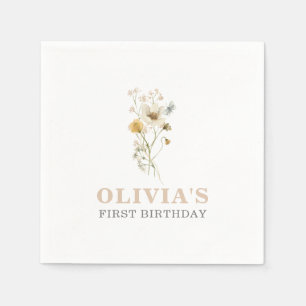 Wilde bloem Elegant boho garden First Birthday Servet