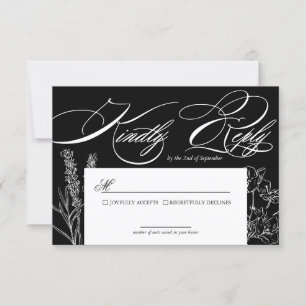 Wilde Bloem Elegante Gotische Bruiloft RSVP Kaartje