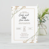 Wilde bloem Elegante Groen Eucalyptus Uitnodiging (Staand voorkant)