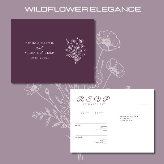 Wilde Bloem Elegantie-RSVP-Bruiloft- Briefkaart