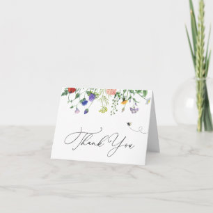 Wilde bloem en bijen Dank je briefkaart