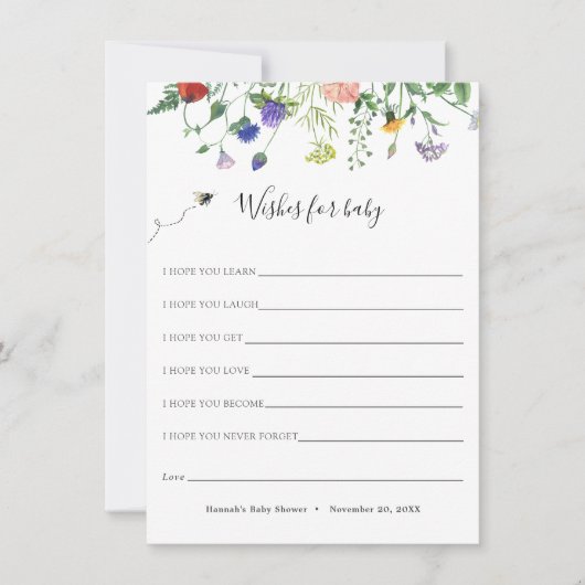 Wilde bloem en bijengewas voor de Kaart van Baby (Voorkant)