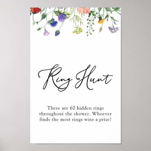 Wilde bloem en Buzzende bijen Ring Hunt Sign Poster (Voorkant)