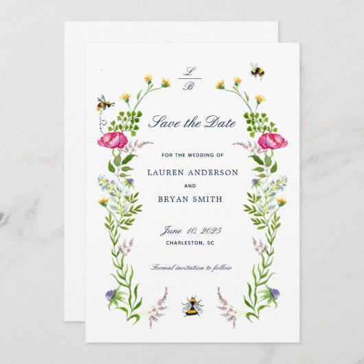 Wilde bloem en de bruiloft van bijen Bewaar de dat Kaart (Voorkant / Achterkant)