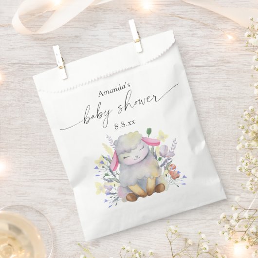Wilde bloem en lam - Baby shower Bedankzakje (Geknipt)